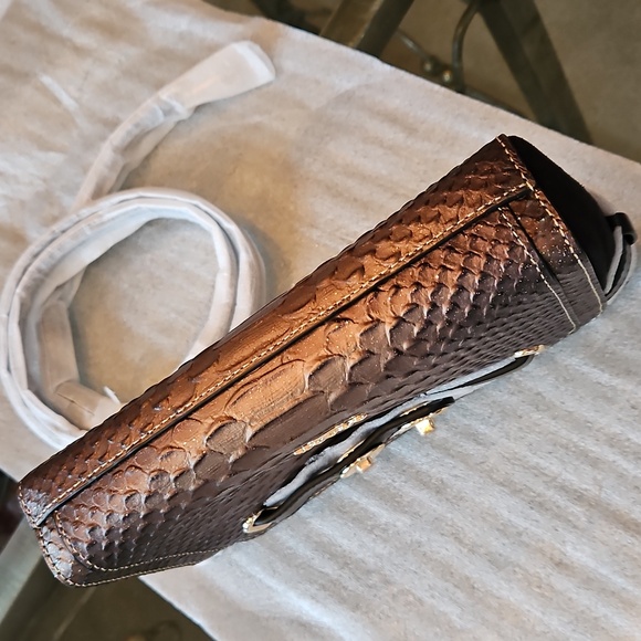 Coach Blake Crossbody Bag Metallic Snake Embossed Bronze Leather Gold Hdwr NWT - Picture 6 of 16
